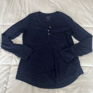 Bass Heathered Long Sleeve Henley Shirt - Size L